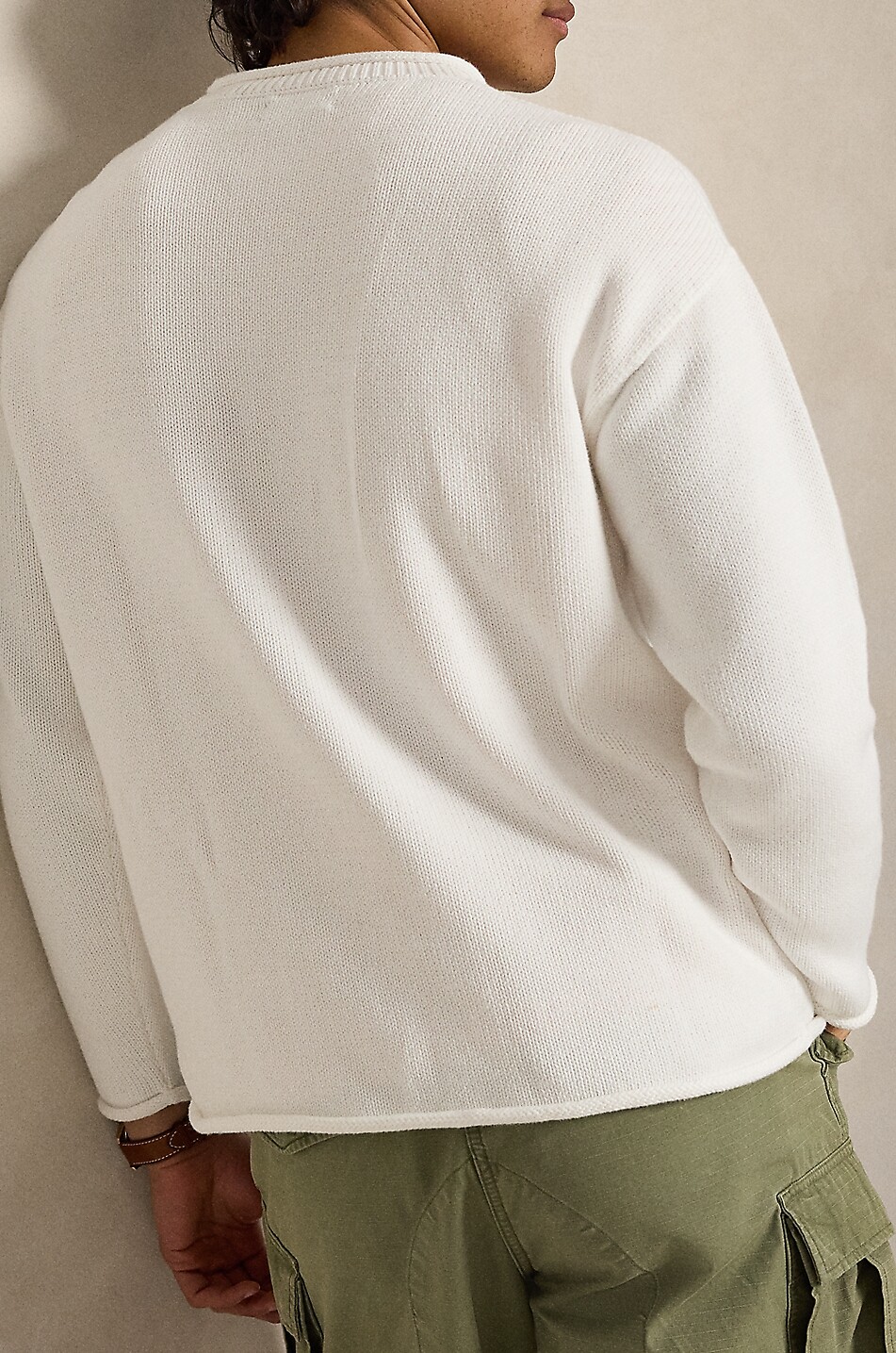 POLO RALPH LAUREN Pull à col rond en coton maille jacquard Homme BLANC 3