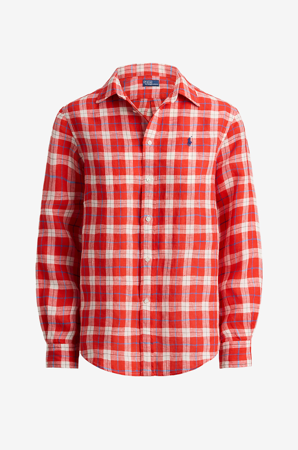 POLO RALPH LAUREN Kariertes Hemd aus Leinen Pony Damen ROT 1
