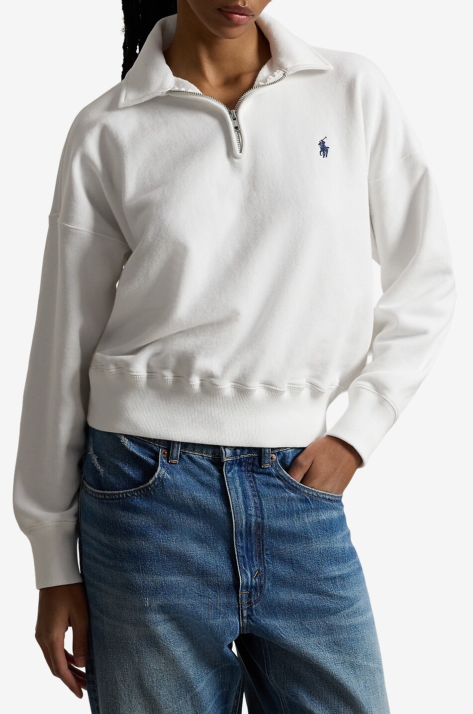POLO RALPH LAUREN Pony half-zip sweatshirt with shirt collar Women WHITE 2