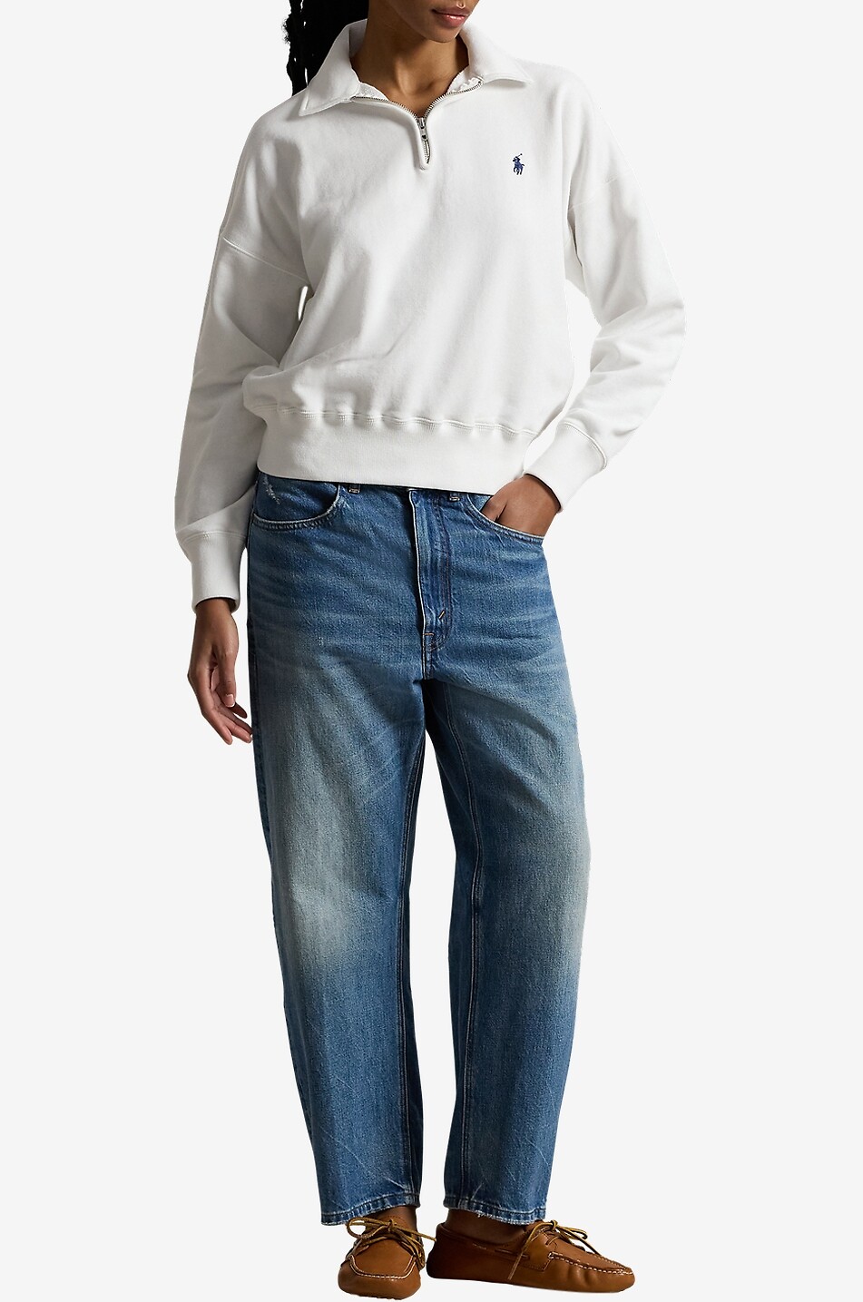 POLO RALPH LAUREN Pony half-zip sweatshirt with shirt collar Women WHITE 4