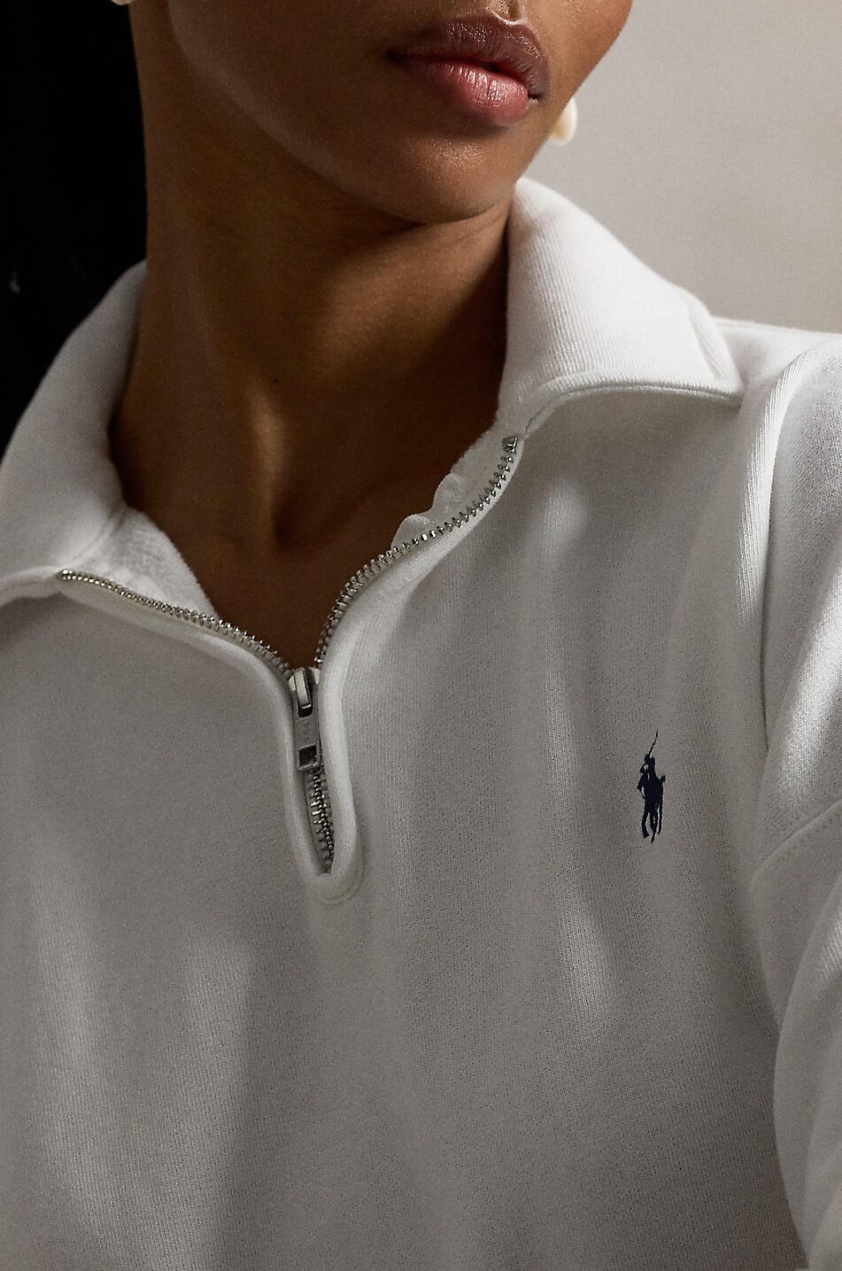 POLO RALPH LAUREN Pony half-zip sweatshirt with shirt collar Women WHITE 6