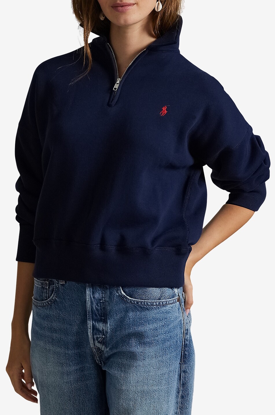 POLO RALPH LAUREN Pony half-zip sweatshirt with shirt collar Women DARK BLUE 2
