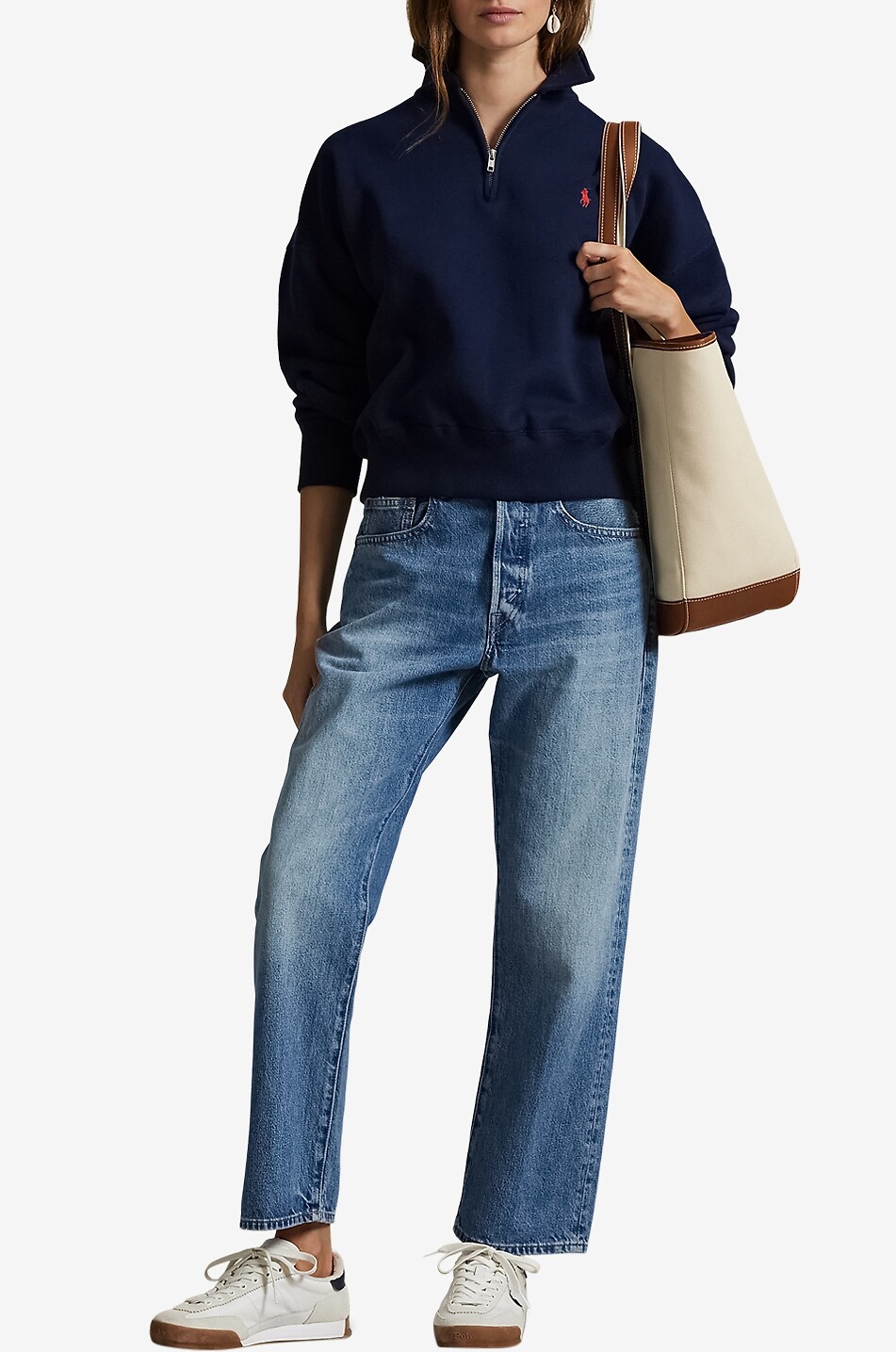 POLO RALPH LAUREN Pony half-zip sweatshirt with shirt collar Women DARK BLUE 4