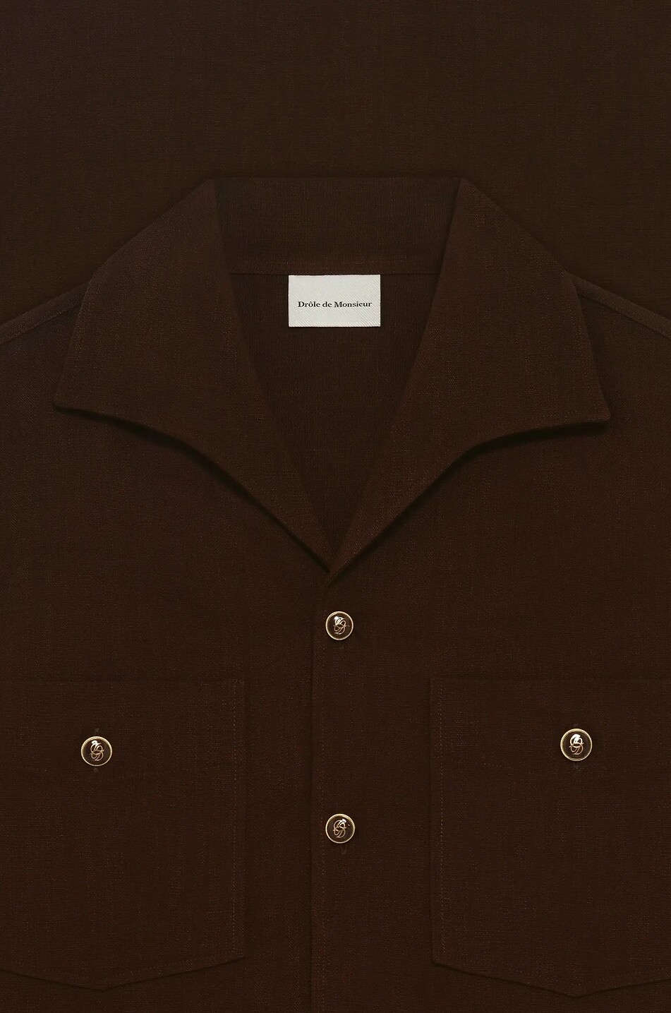 DROLE DE MONSIEUR Straight viscose open-collar shirt Men BROWN 2