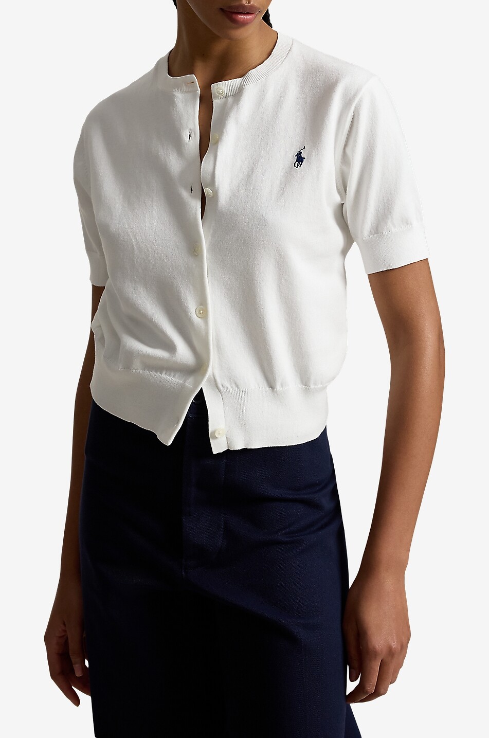 POLO RALPH LAUREN Pony cotton crew neck cardigan Women WHITE 2