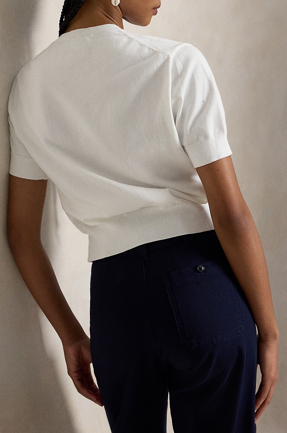 POLO RALPH LAUREN Pony cotton crew neck cardigan Women WHITE 4