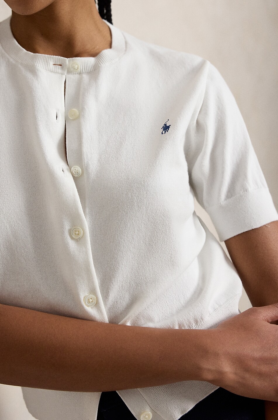 POLO RALPH LAUREN Pony cotton crew neck cardigan Women WHITE 6