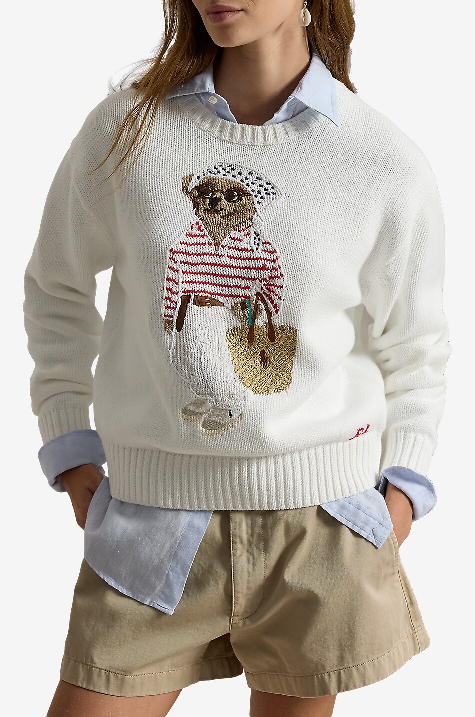 POLO RALPH LAUREN Polo Bear cotton crew-neck jumper Women WHITE 2