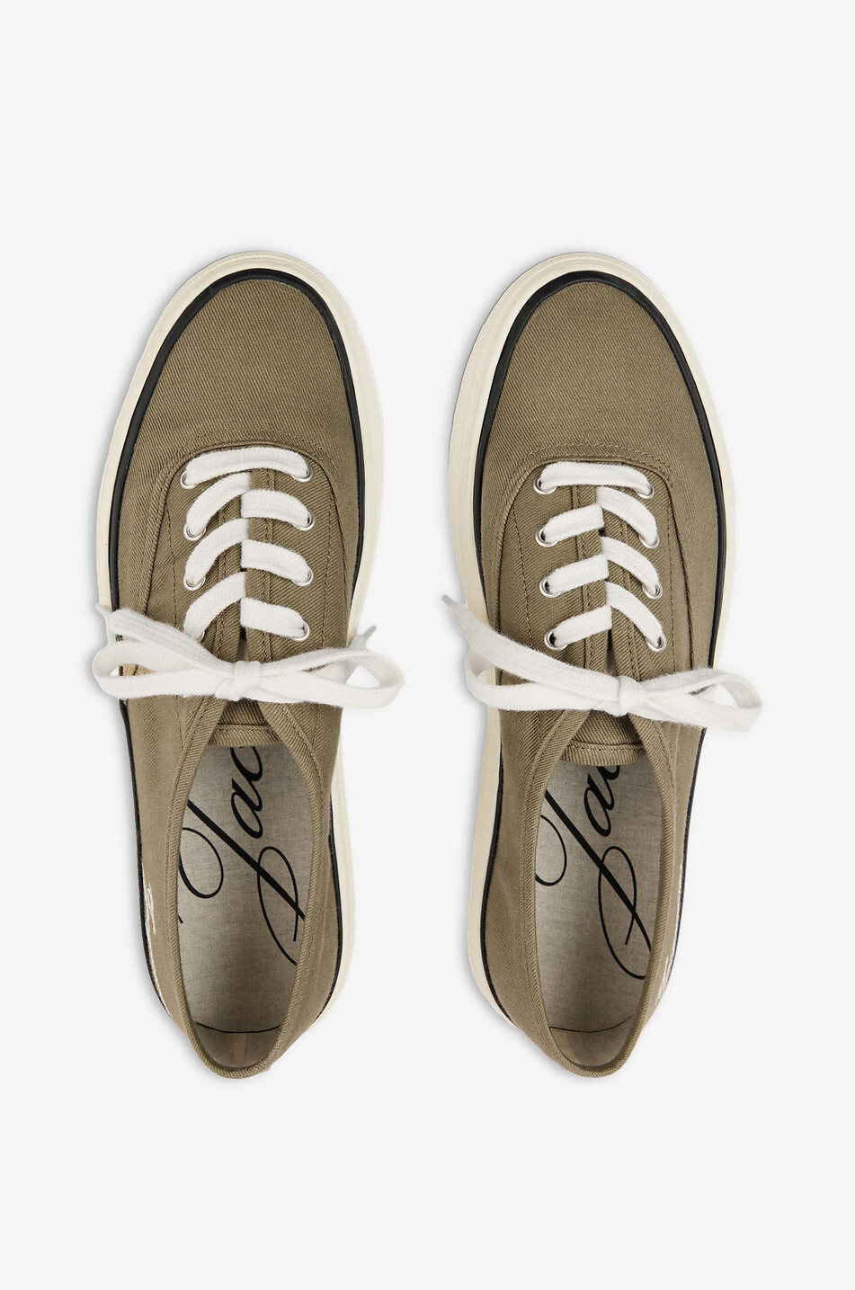 JACQUEMUS Baskets basses en toile de coton Les Féfé Homme KAKI 3