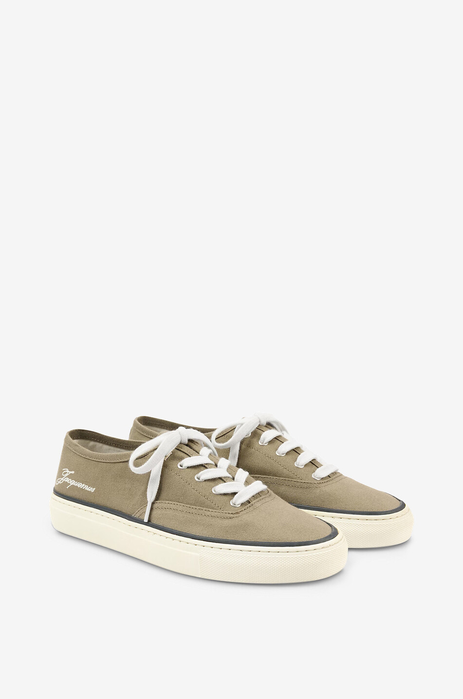 JACQUEMUS Baskets basses en toile de coton Les Féfé Homme KAKI 2