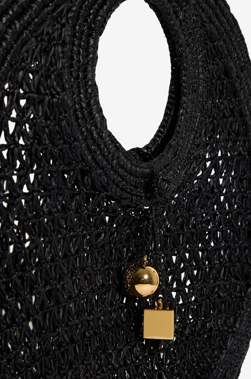 JACQUEMUS Le Petit Rond Spaggia round raffia handbag Women BLACK 5