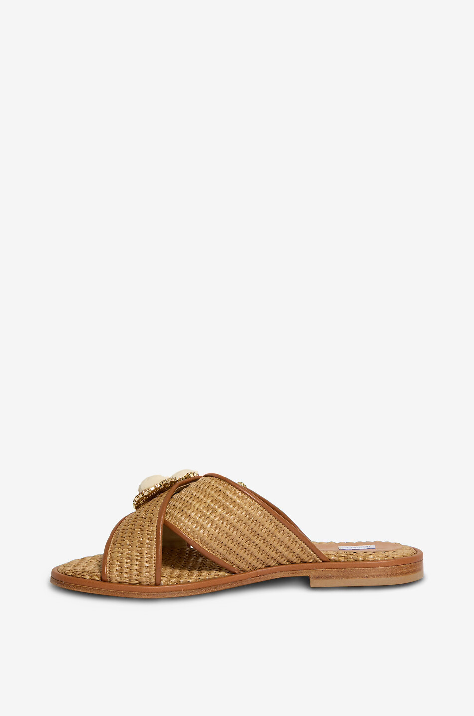 BONGENIE Mules aus Bast bestickt mit Muscheln und Kristallen Damen HELLBRAUN 3