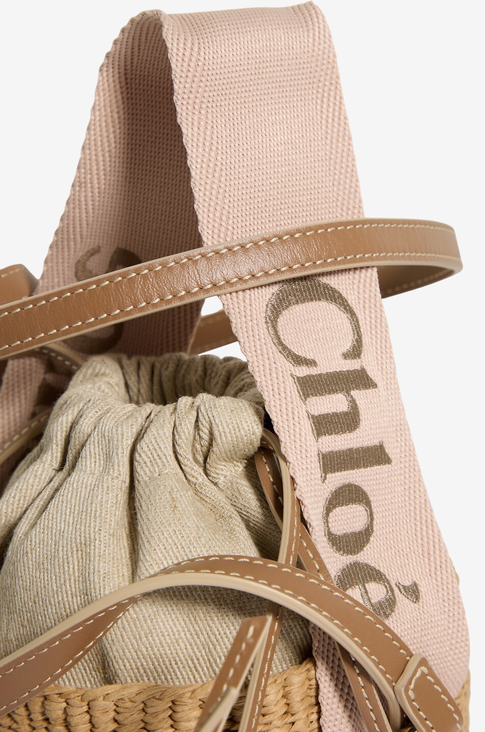 CHLOE Woody raffia shoulder bag Women BEIGE 5