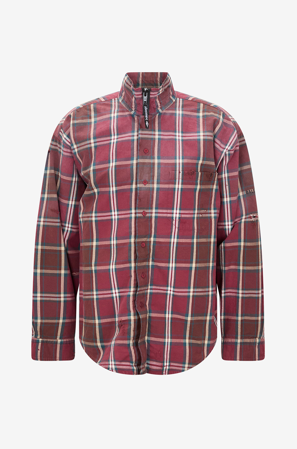 BALENCIAGA Checked flannel cotton shirt Men DARK RED 1