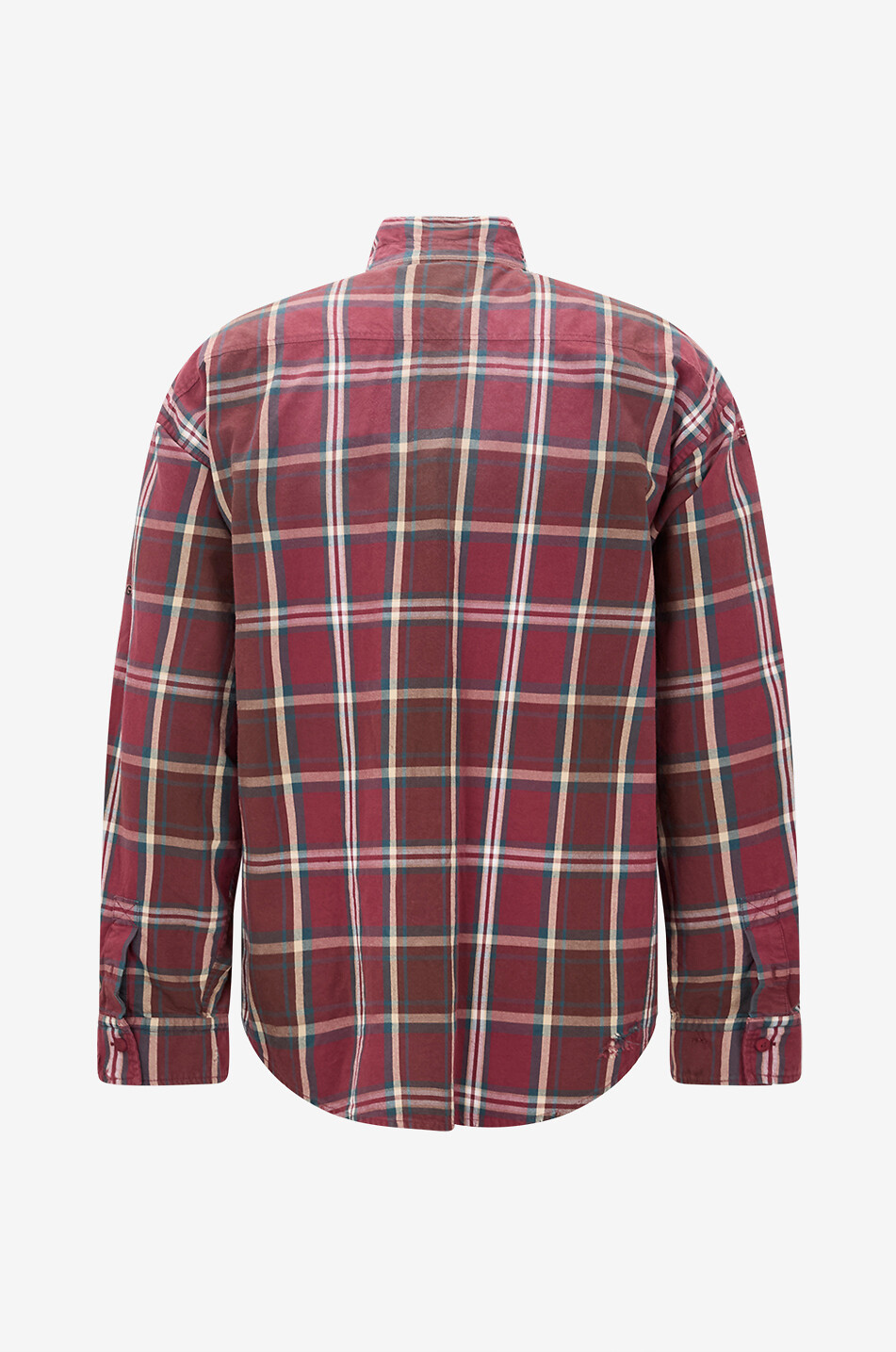 BALENCIAGA Checked flannel cotton shirt Men DARK RED 2