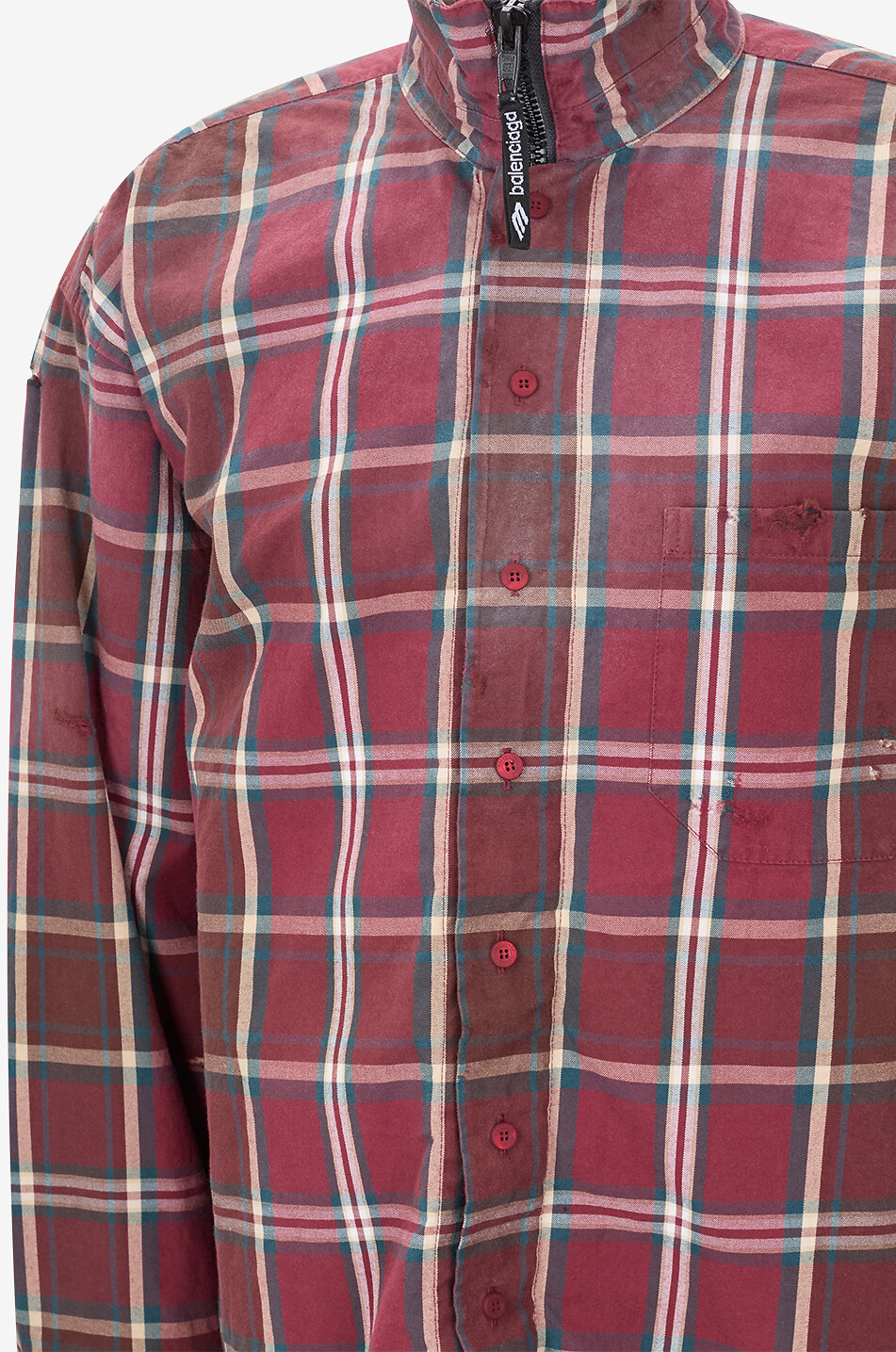 BALENCIAGA Checked flannel cotton shirt Men DARK RED 3