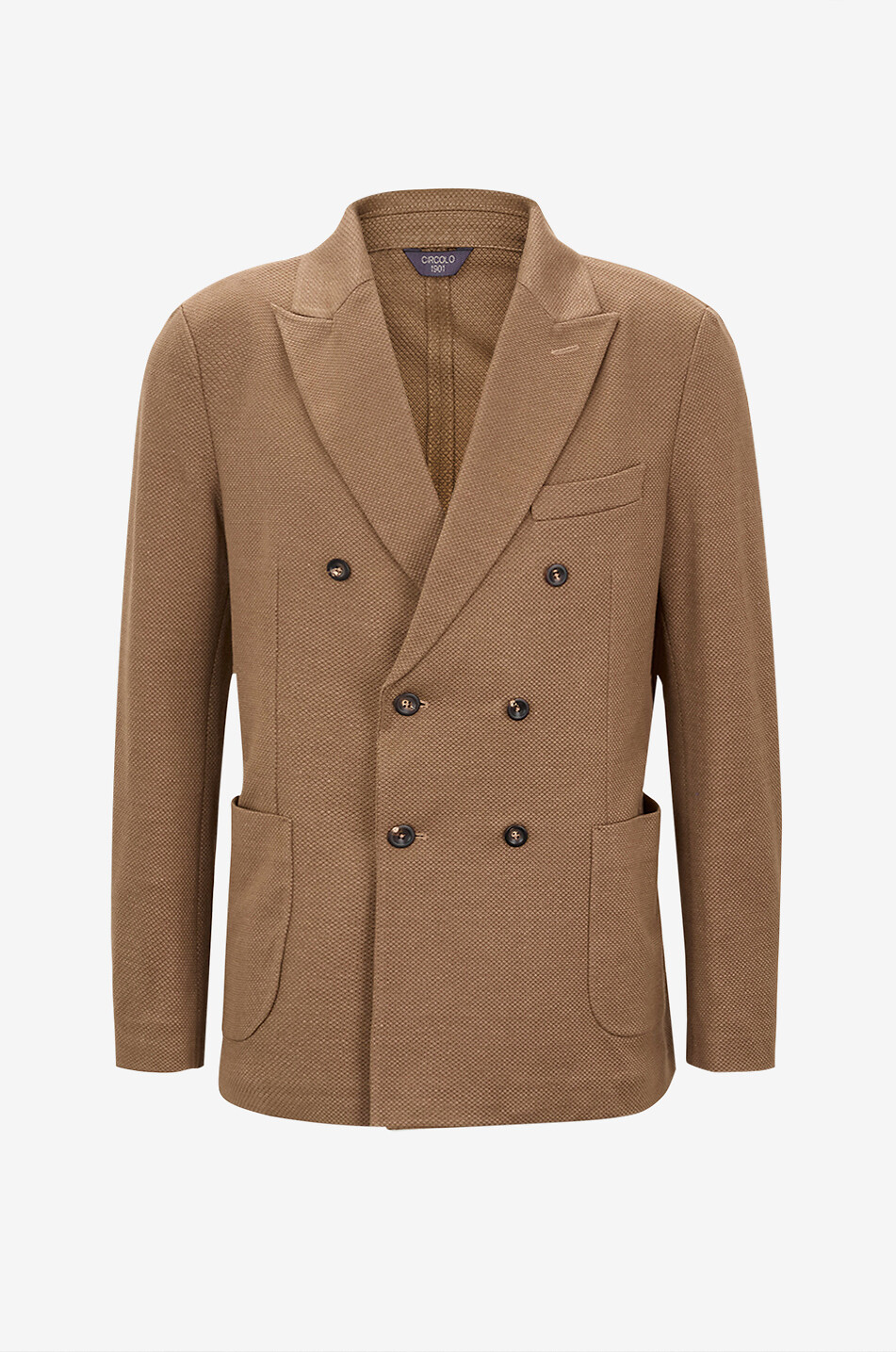 Doppelreihiger Blazer aus Baumwolle und Leinen