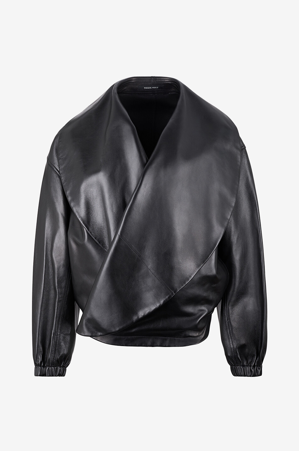 Moon oversized leather bomber with lapel collar