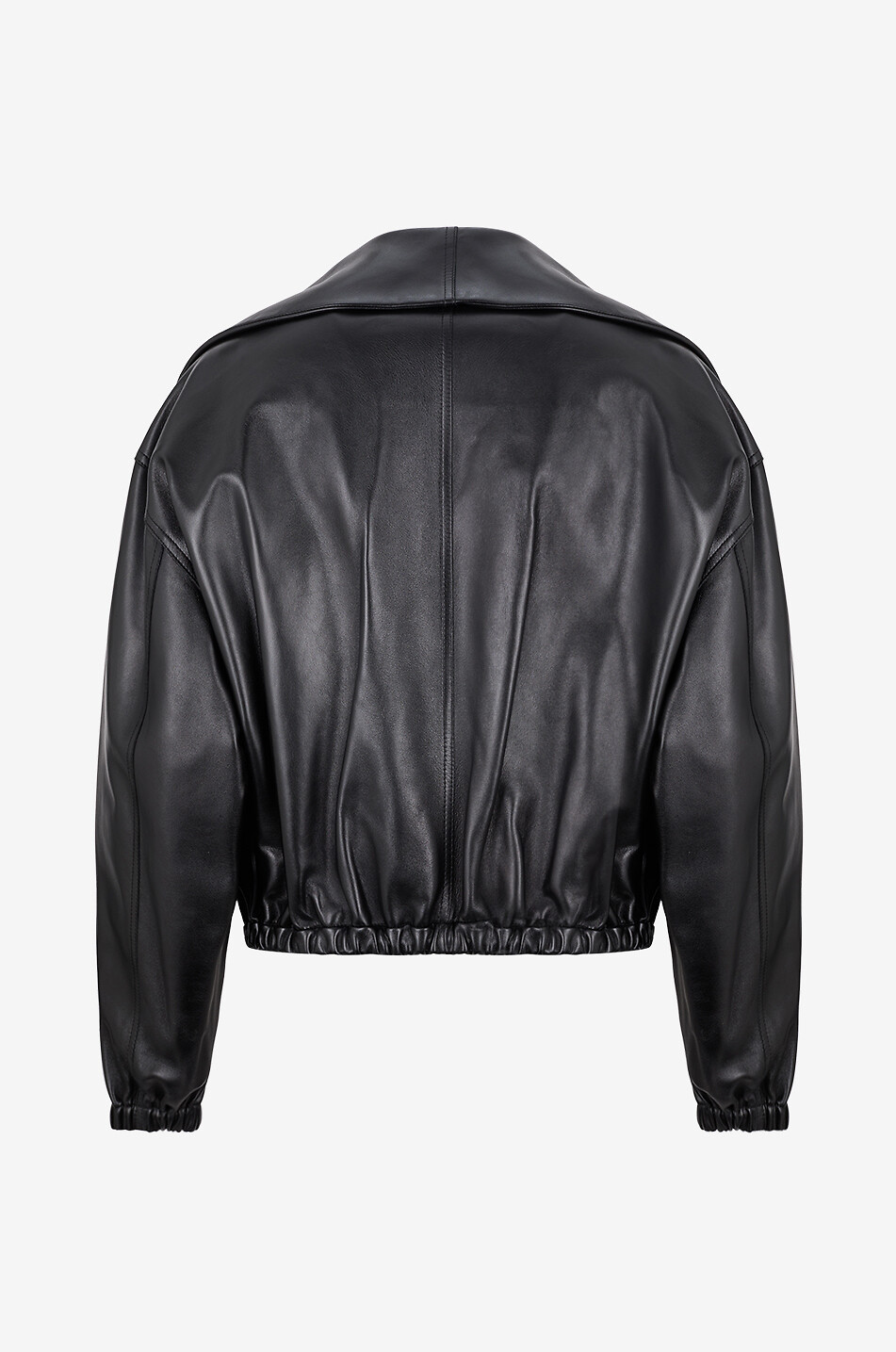 PHOEBE PHILO Moon oversized leather bomber with lapel collar Women BLACK 2
