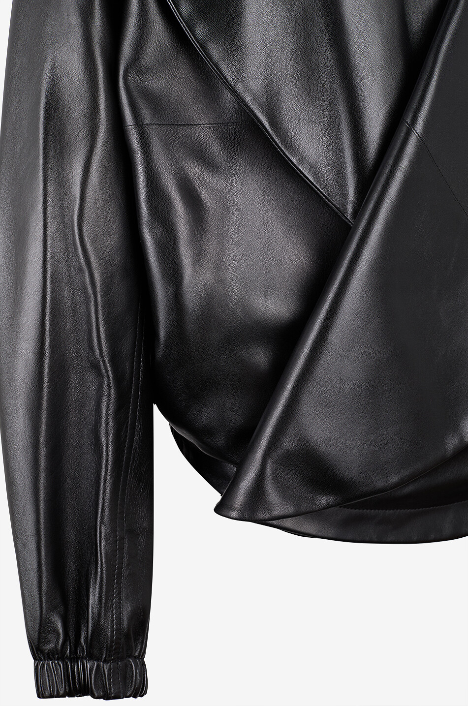 PHOEBE PHILO Moon oversized leather bomber with lapel collar Women BLACK 3