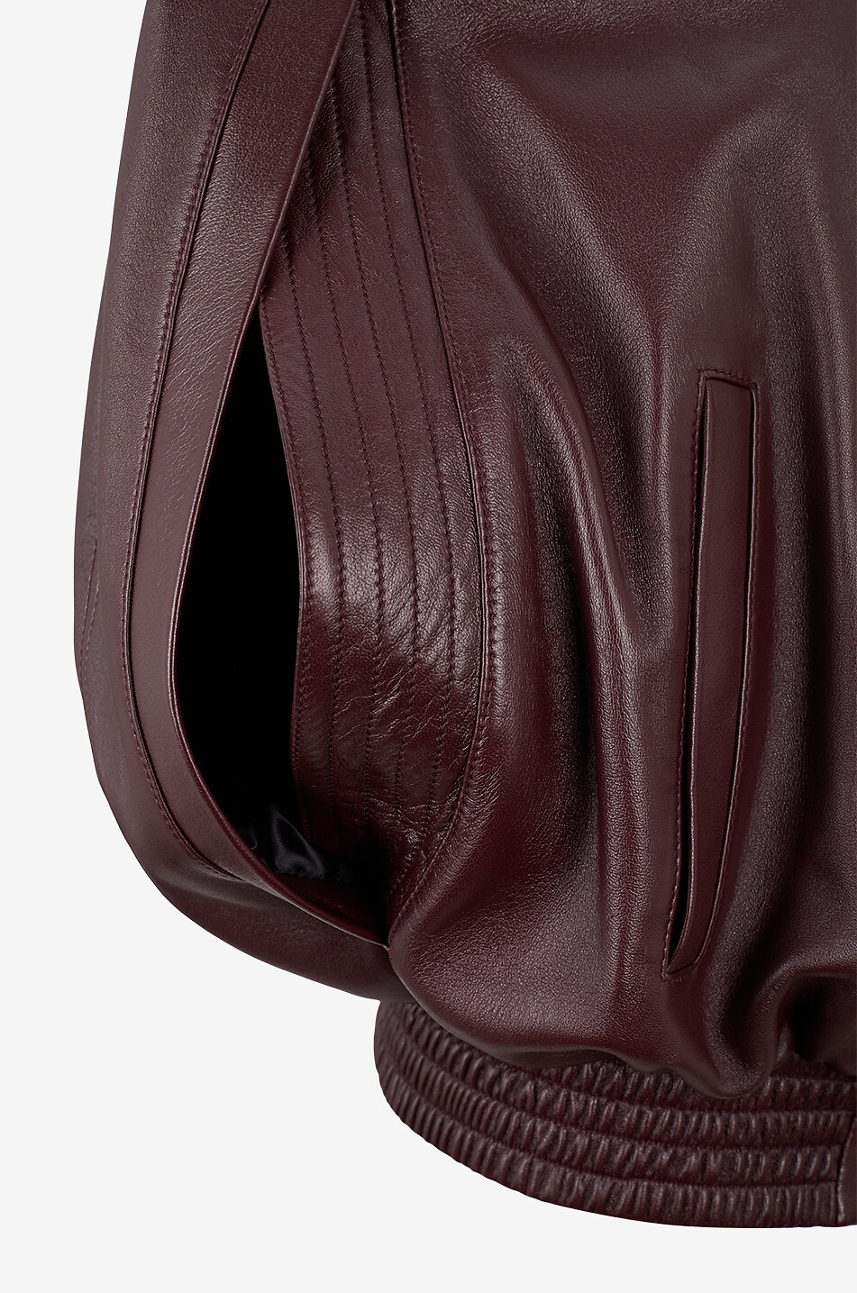 PHOEBE PHILO Blouson bomber courte en cuir Cape Femme ROUGE FONCÉ 3