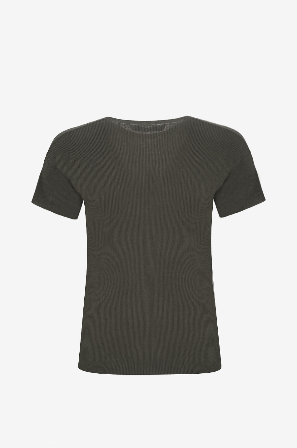 PHOEBE PHILO T-shirt à col rond côtelé en coton et soie Femme VERT 2