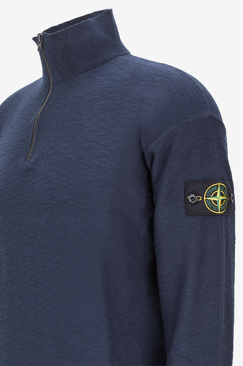 STONE ISLAND Pullover mit Reissverschluss-Stehkragen aus Baumwolle 5100049 Herren DUNKELBLAU 3