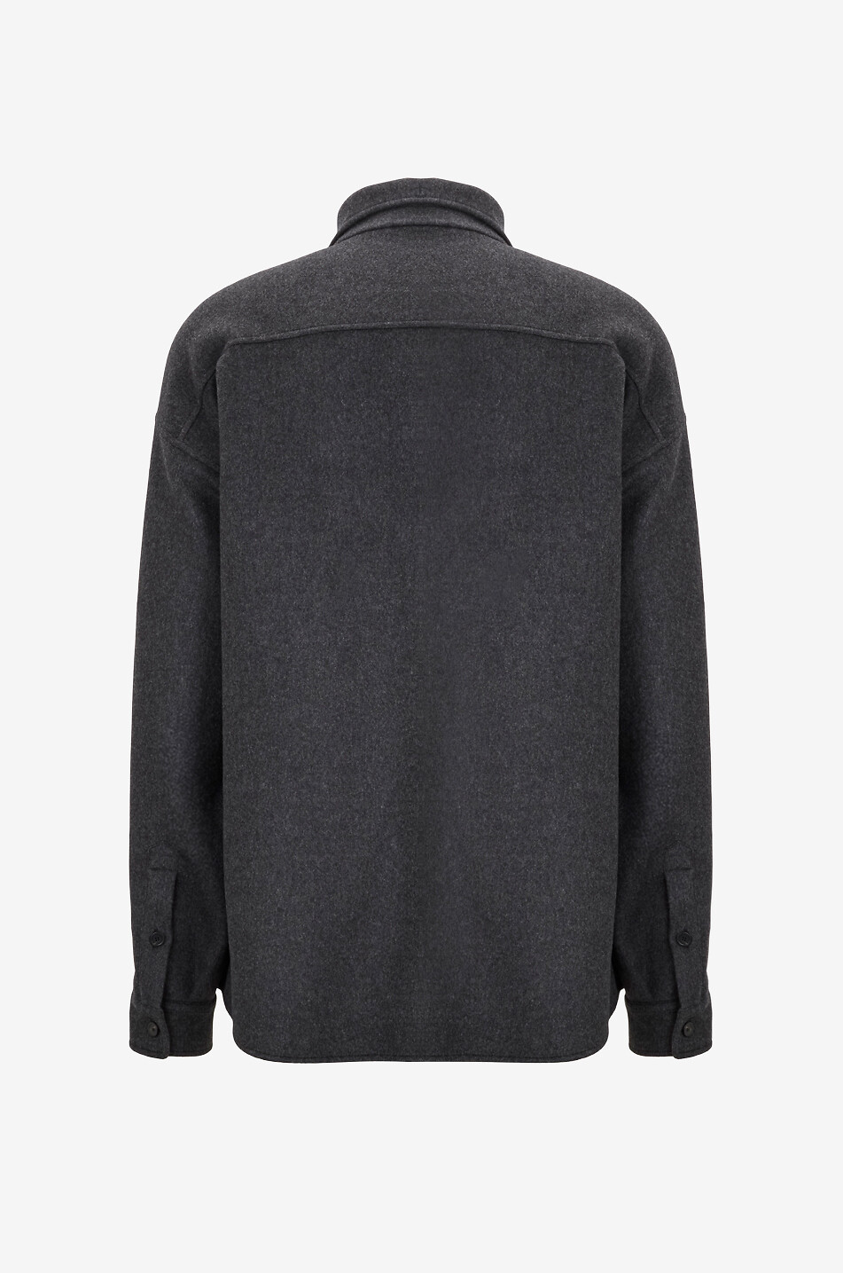 BALENCIAGA Surchemise oversize en laine à logo brodé Homme GRIS FONCÉ 2