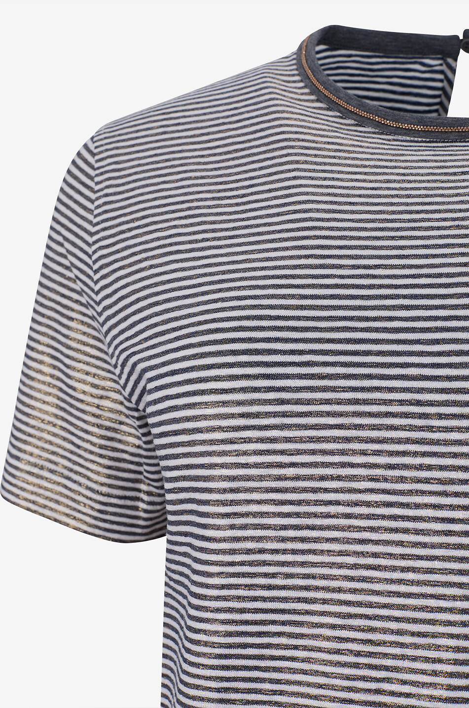 BRUNELLO CUCINELLI Striped linen blend round neck t-shirt Women MULTI COLOURED 3
