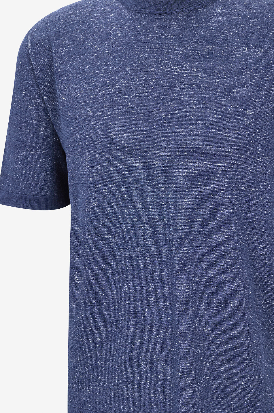 MAURIZIO BALDASSARI T-Shirt mit Rundhalsausschnitt aus Leinen und Baumwolle Herren DUNKELBLAU 3