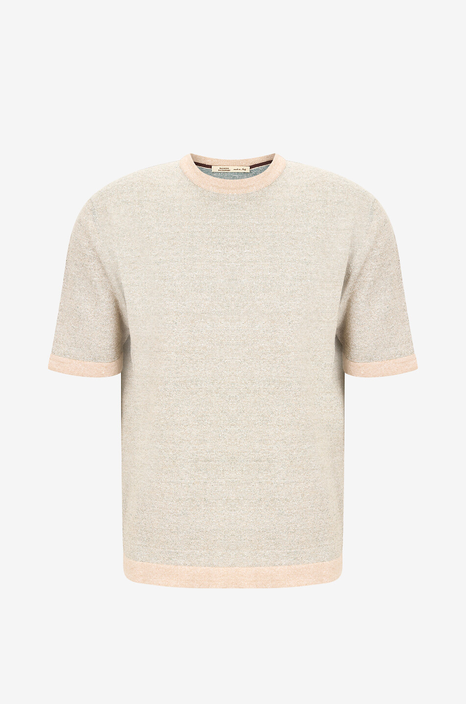 MAURIZIO BALDASSARI Round-neck linen and cotton T-shirt Men LIGHT GREEN 1