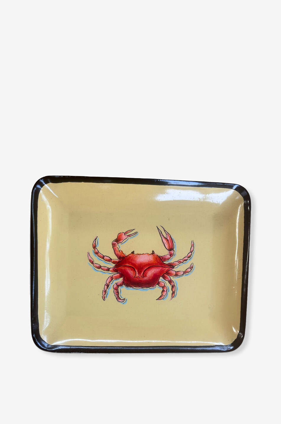 Rectangular hand-painted iron tropical tray