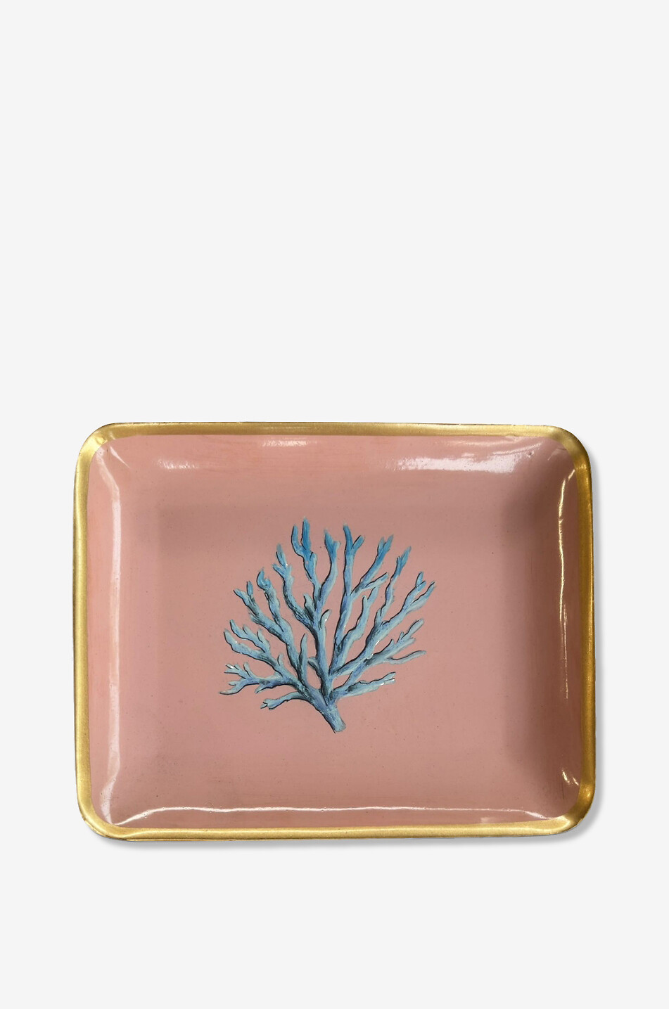Rectangular hand-painted iron tray with tropical pattern