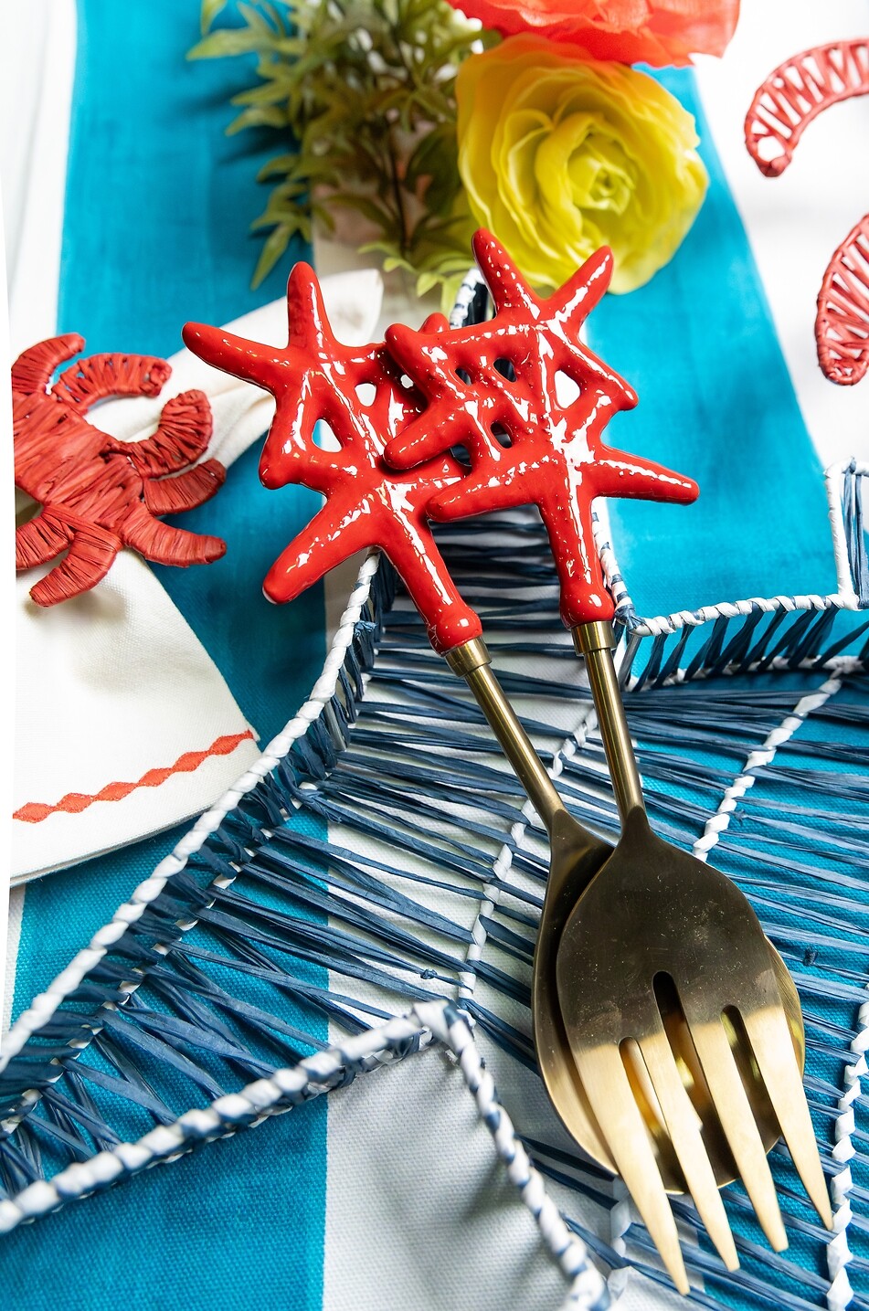 LES OTTOMANS Seastar resin and steel serving cutlery Home RED 2