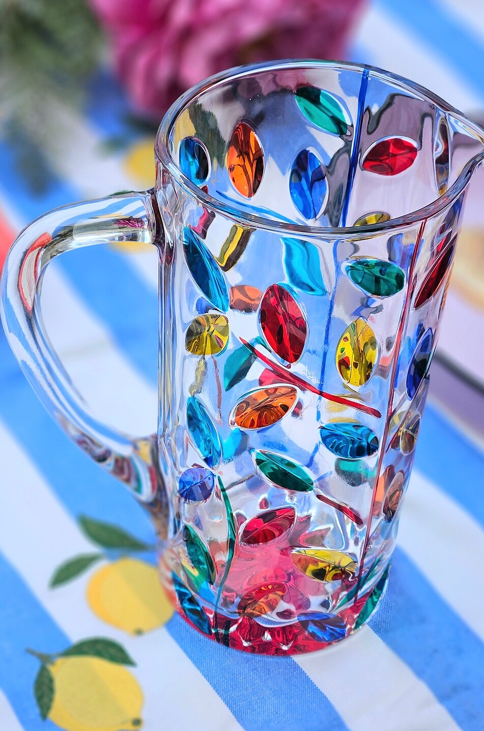 LES OTTOMANS Glass carafe with floral pattern Home MULTI COLOURED 2