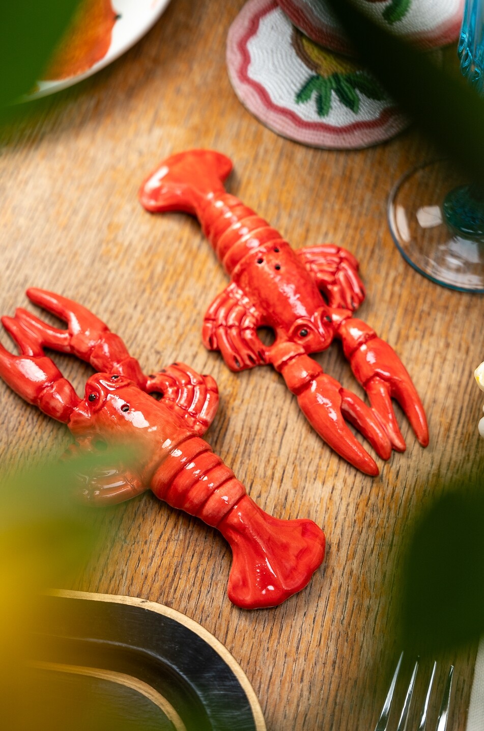 LES OTTOMANS Salière et poivrière en céramique peinte à la main homard Maison ROUGE 2