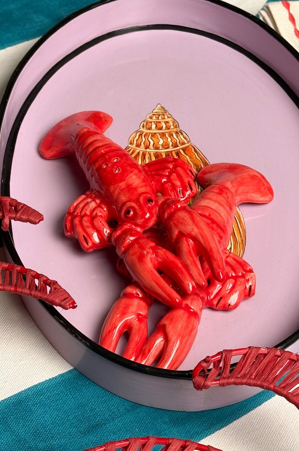 LES OTTOMANS Salière et poivrière en céramique peinte à la main homard Maison ROUGE 5