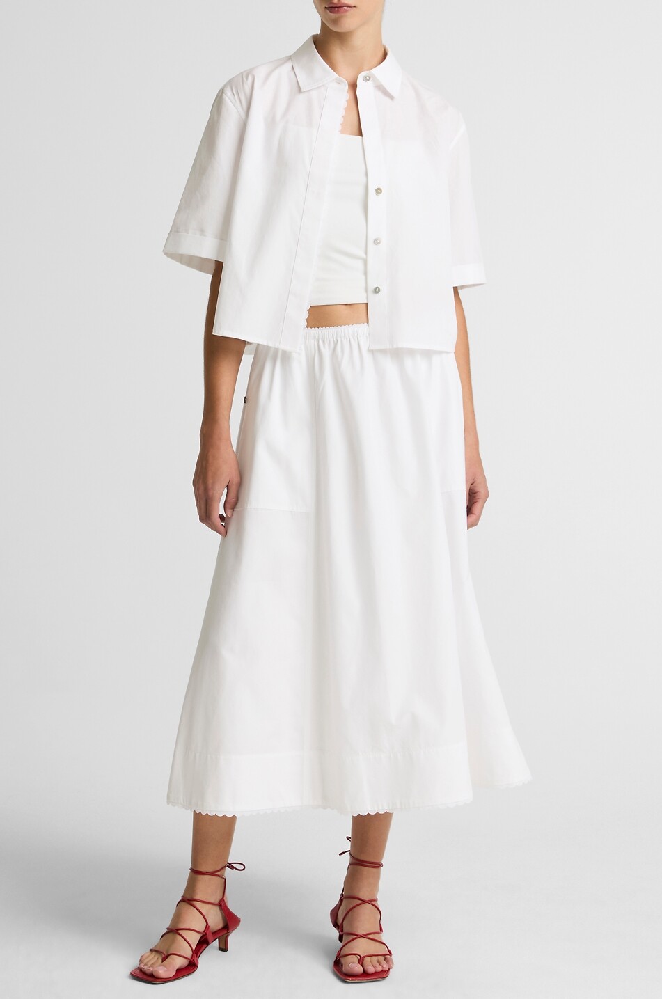 VINCE Short-sleeved cotton shirt Women WHITE 3