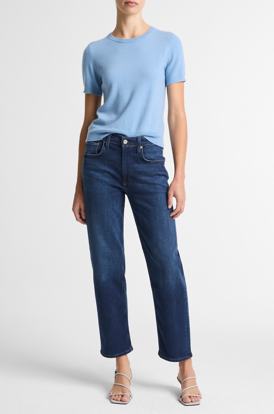 VINCE Pullover mit Rundhalsausschnitt aus Wolle und Kaschmir Damen HELLBLAU 3