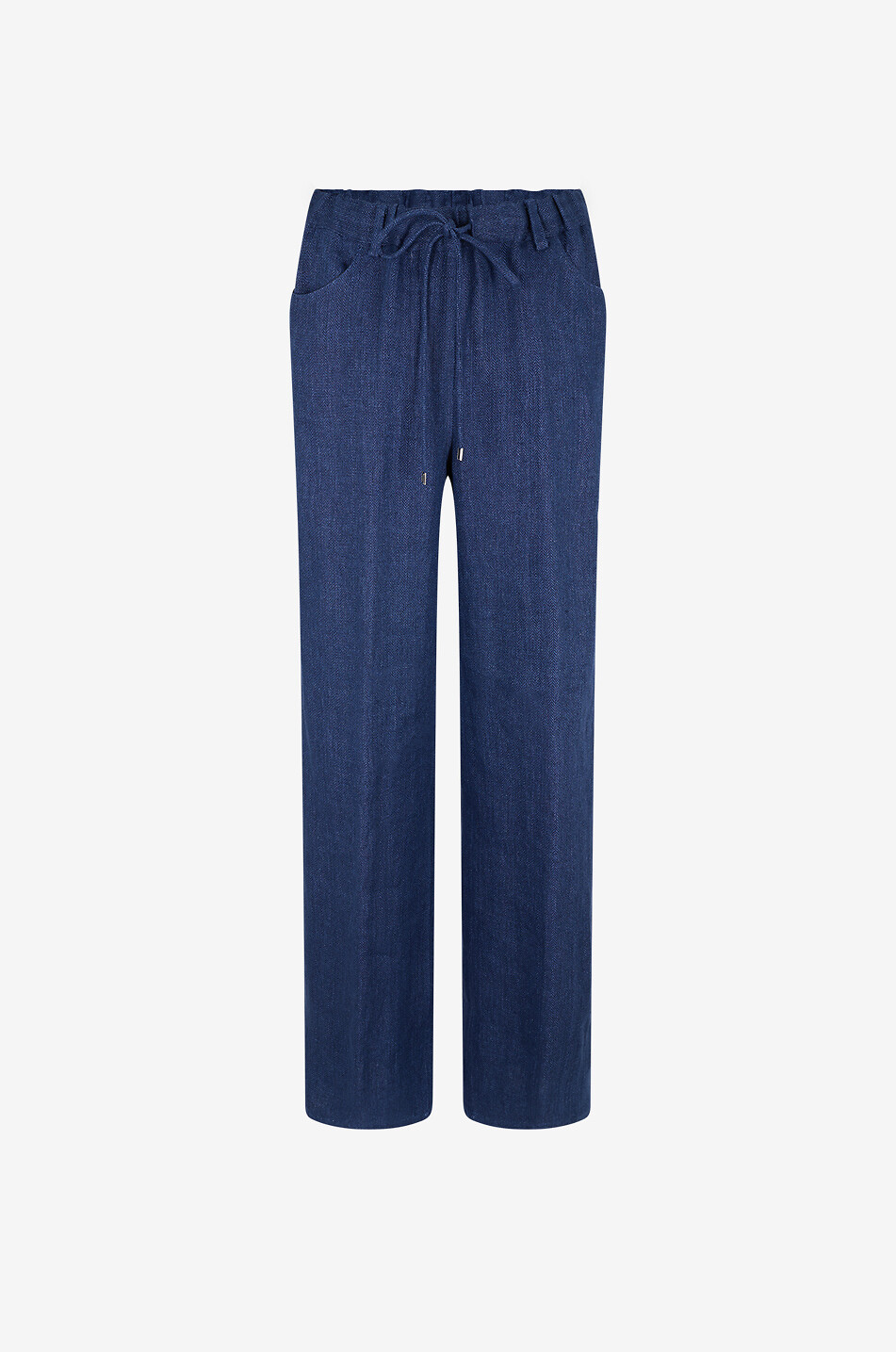 ANTONELLI FIRENZE Weite Hose mit Kordelzug aus Fischgrat-Leinen Sorento Damen DUNKELBLAU 1