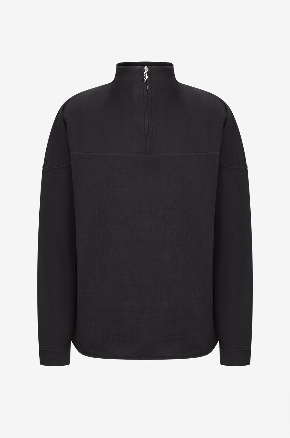 JACQUEMUS Sweat-shirt à col montant zippé en coton Le Camionneur Rond Carré Homme NOIR 1