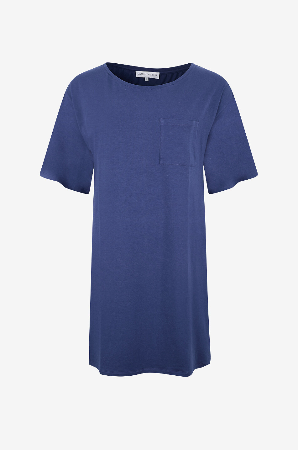 LAURENCE TAVERNIER Chemise de nuit courte à col rond en coton mélangé Femme BLEU FONCE 1