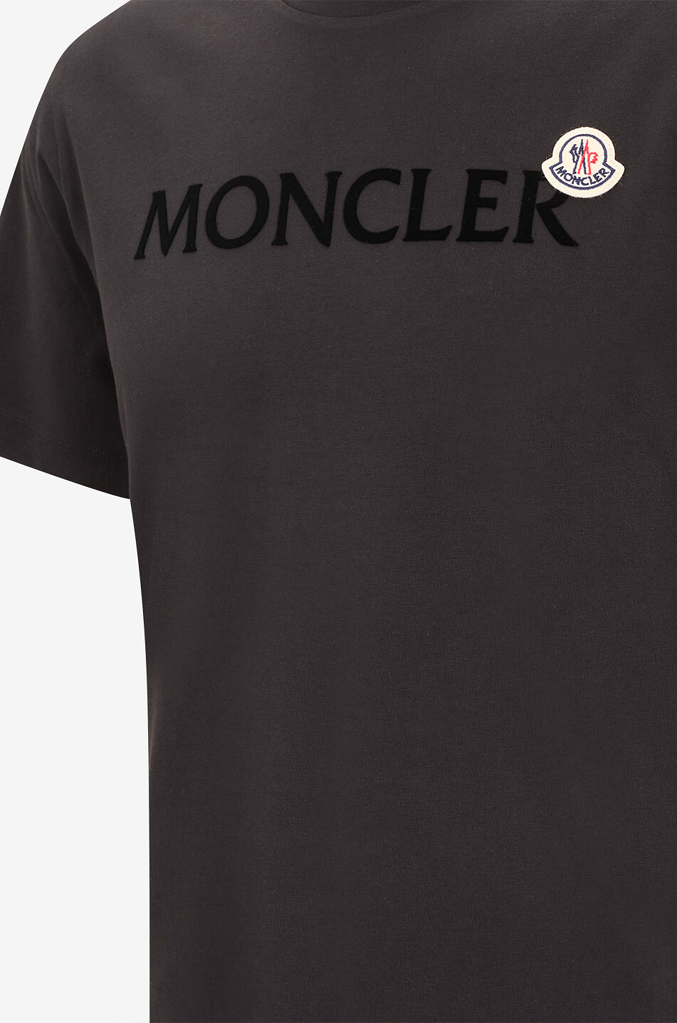 Blurred logo adorned short-sleeved T-shirt - MONCLER - BLACK