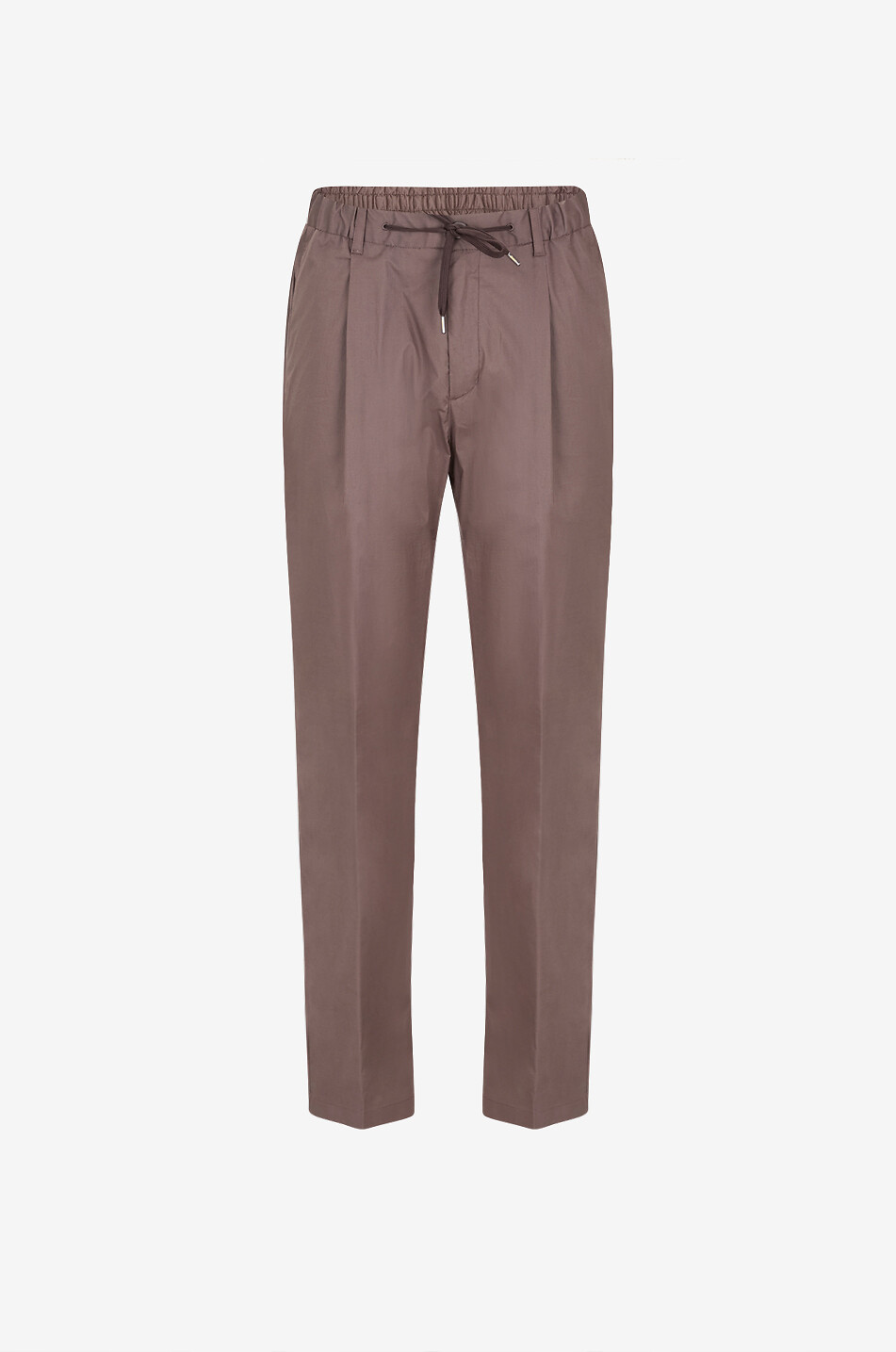 HERNO Light Cotton Stretch pleated straight-leg trousers Men DARK BROWN 1