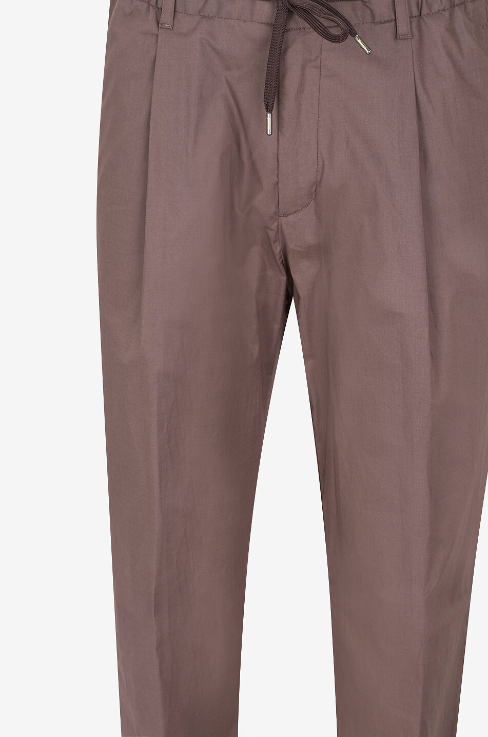 HERNO Light Cotton Stretch pleated straight-leg trousers Men DARK BROWN 3