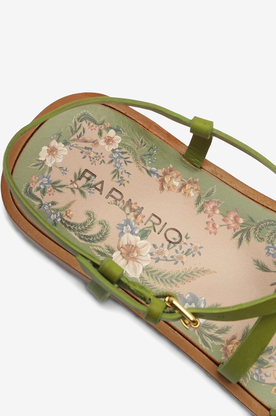 FARM RIO Spring Flat leather flat sandals Women GREEN 5