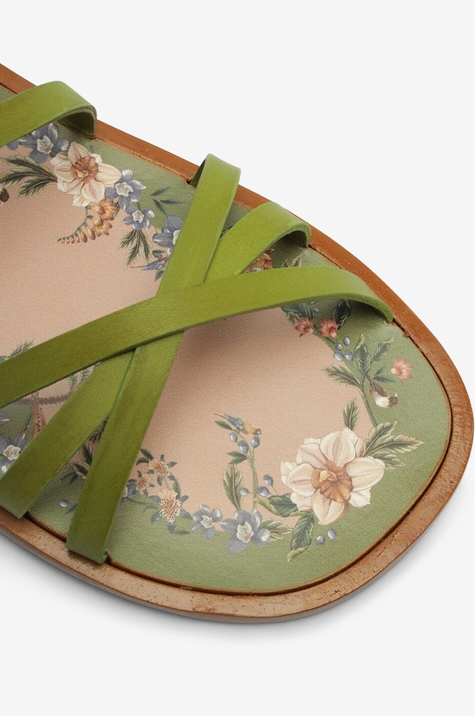 FARM RIO Spring Flat leather flat sandals Women GREEN 4