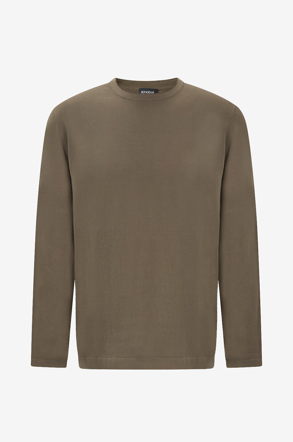 BONGENIE Crewneck jumper in cotton jersey Men MEDIUM GREEN 1