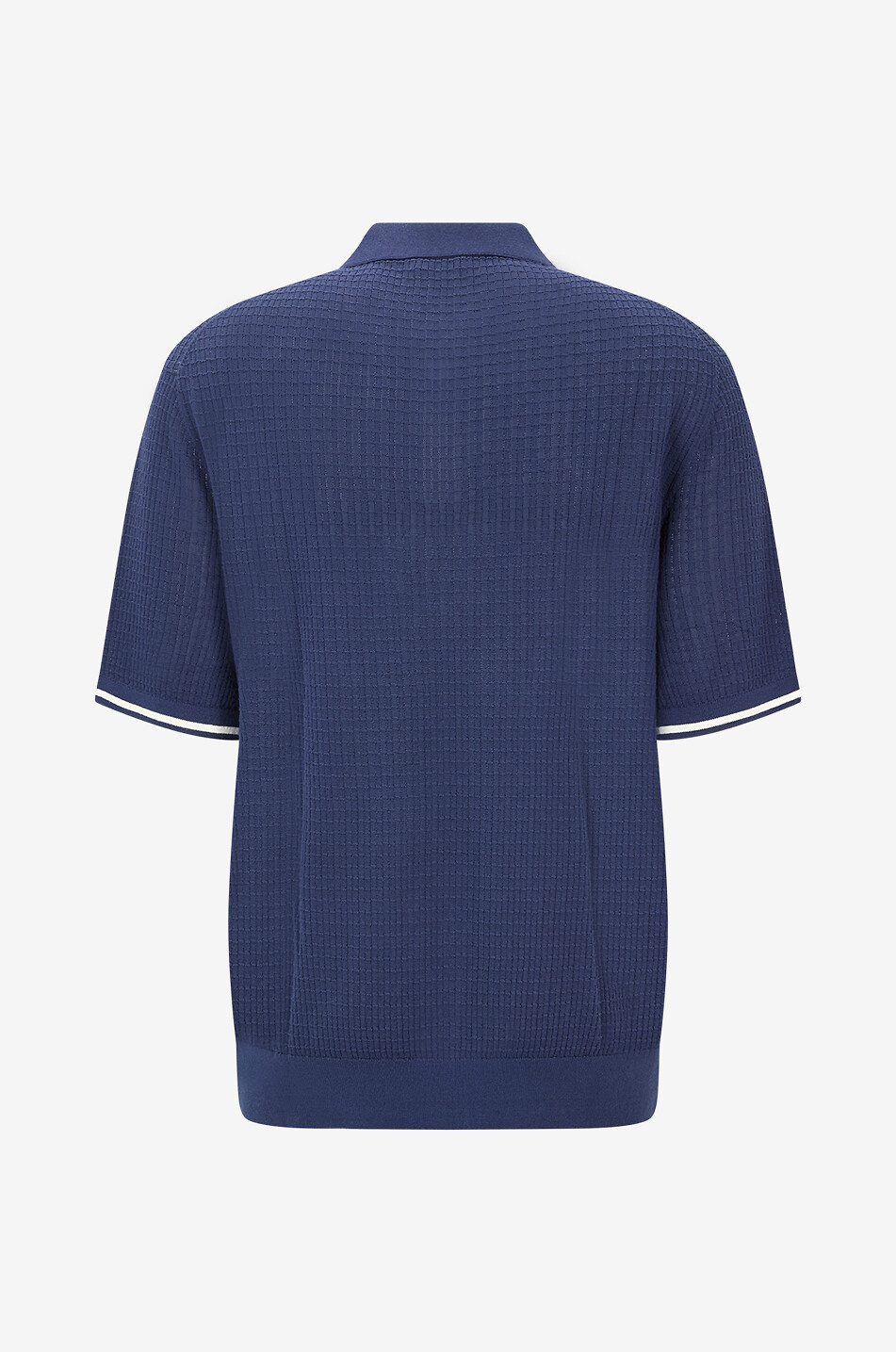 BONGÉNIE Polo en coton à maille fantaisie Homme BLEU FONCE 2