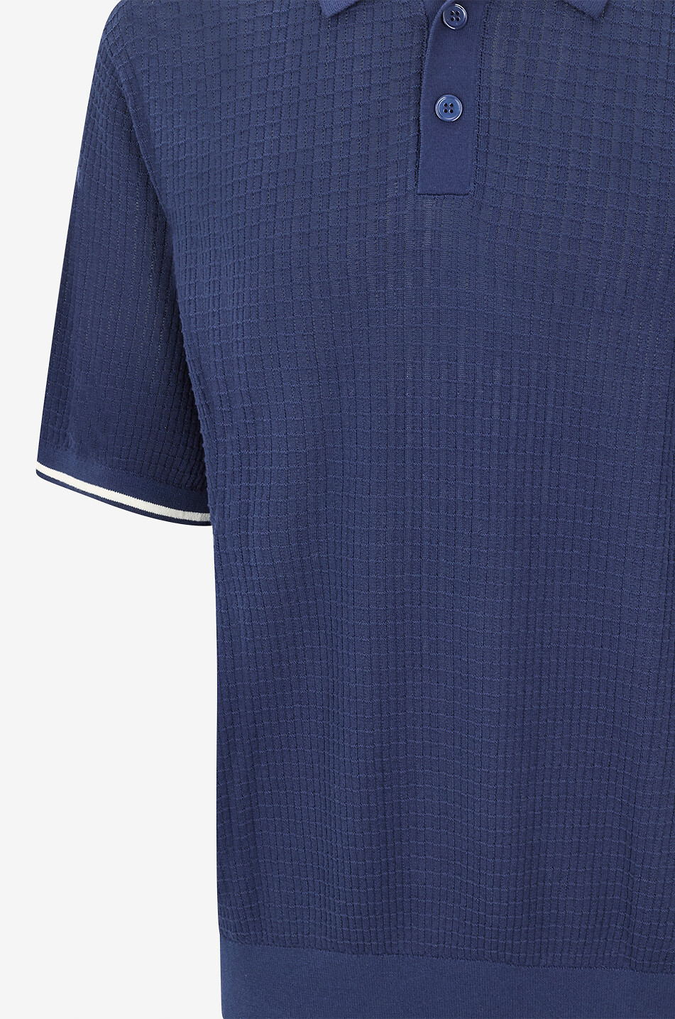 BONGÉNIE Polo en coton à maille fantaisie Homme BLEU FONCE 3
